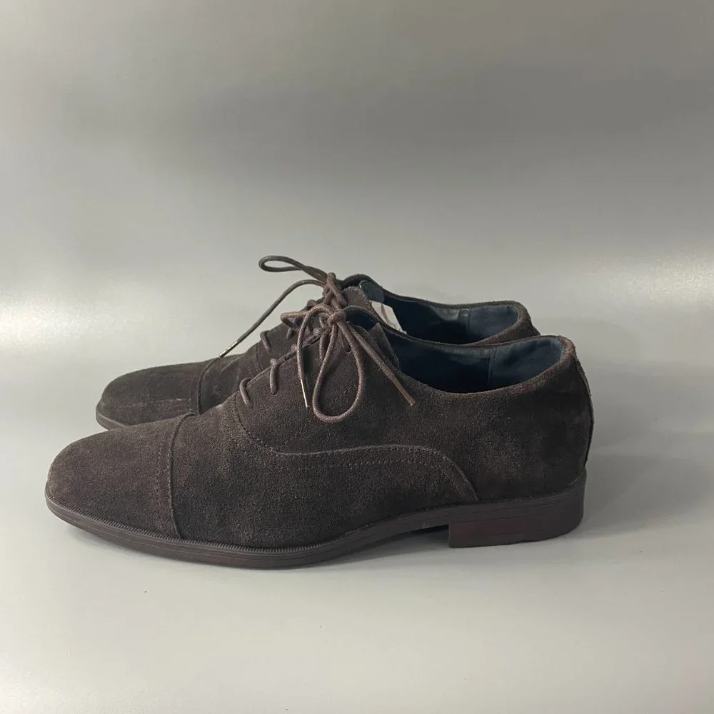 Joseph Abboud Dark Brown Suede Cap-Toe Derby Oxfords